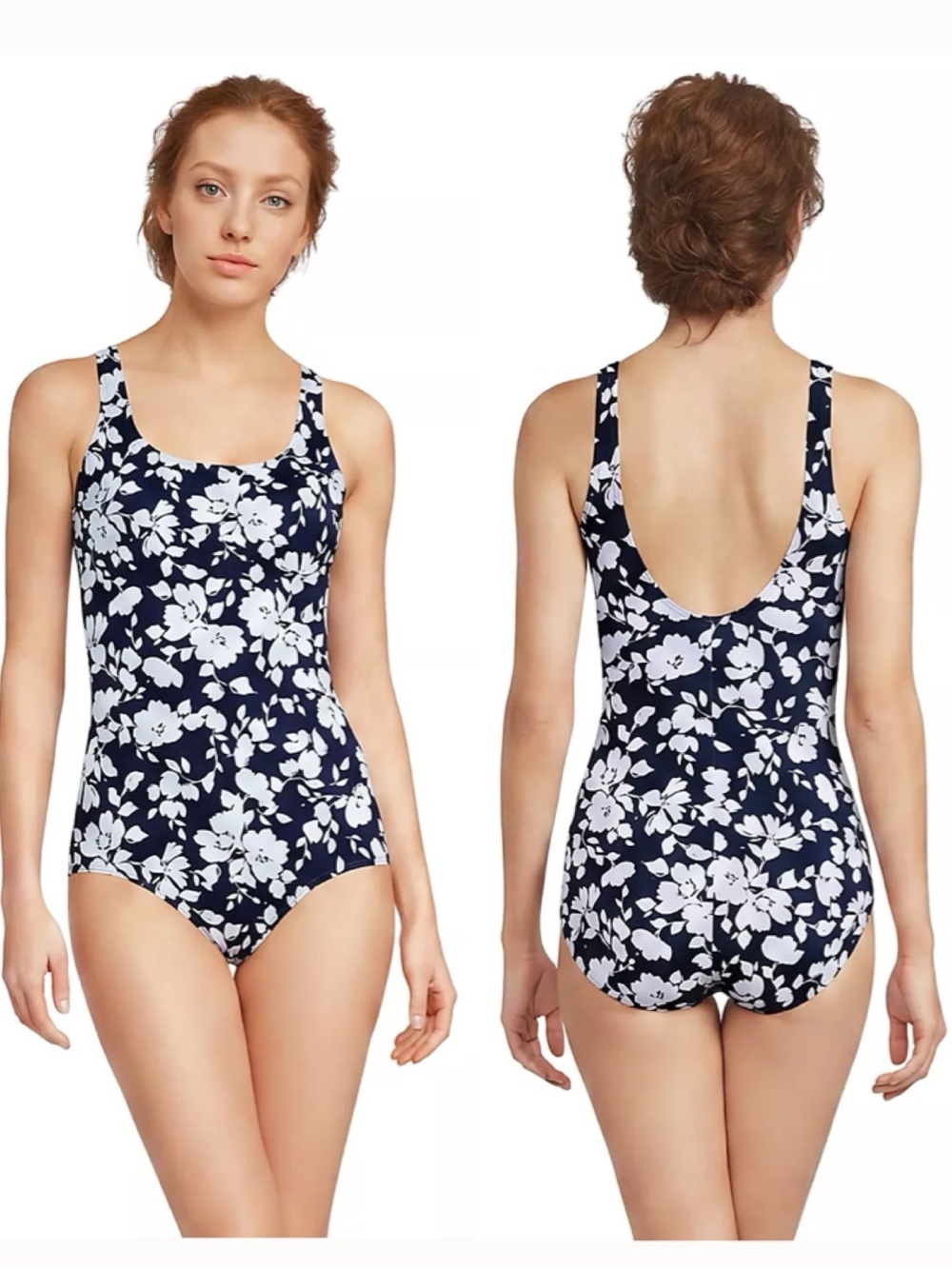 Lands End NWT Women's Tugless Low Leg One Piece Swimsuit size Medium (10/12)‎